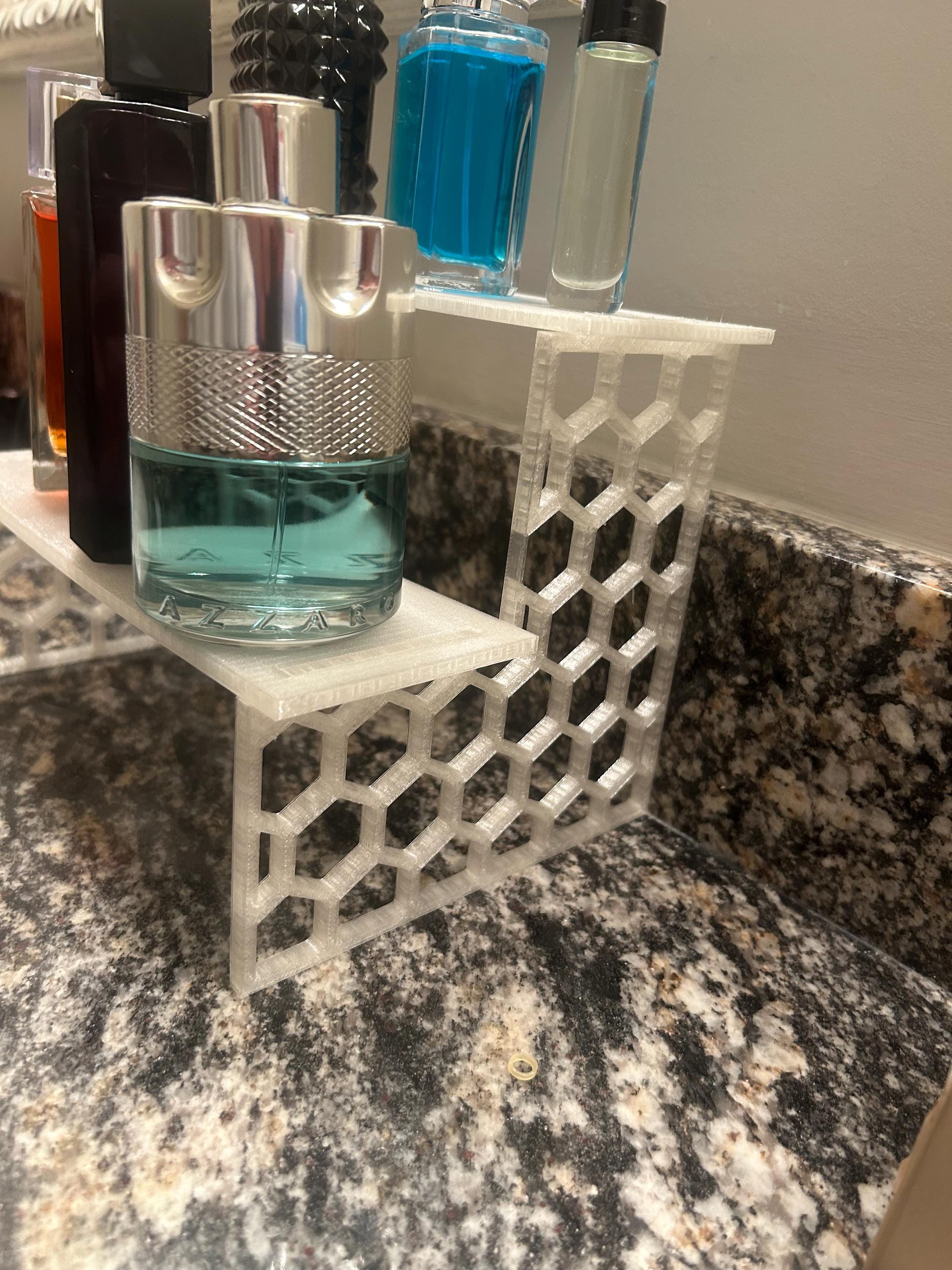bathroom organizer                  cologne, perfume, hair products