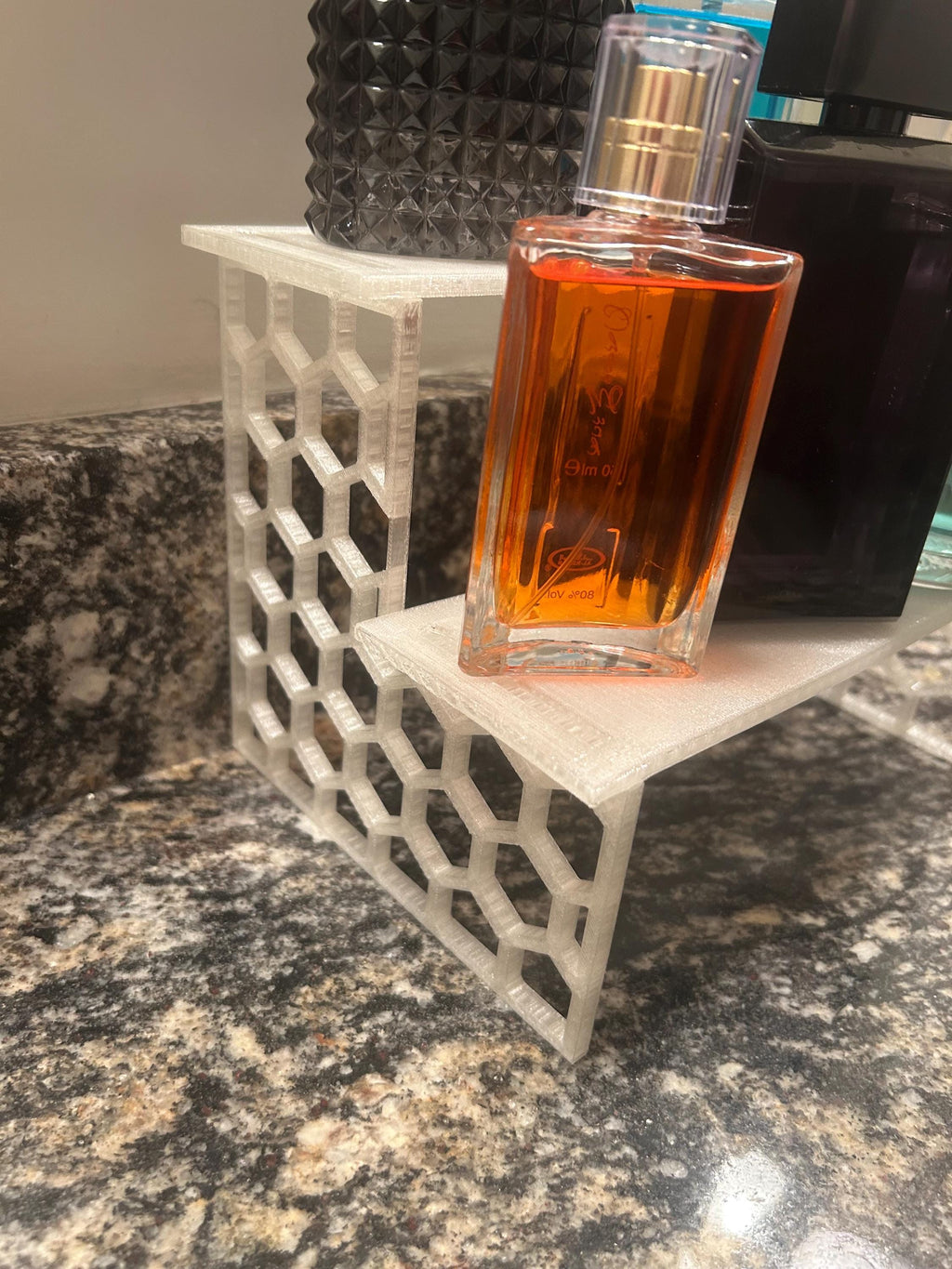 bathroom organizer                  cologne, perfume, hair products